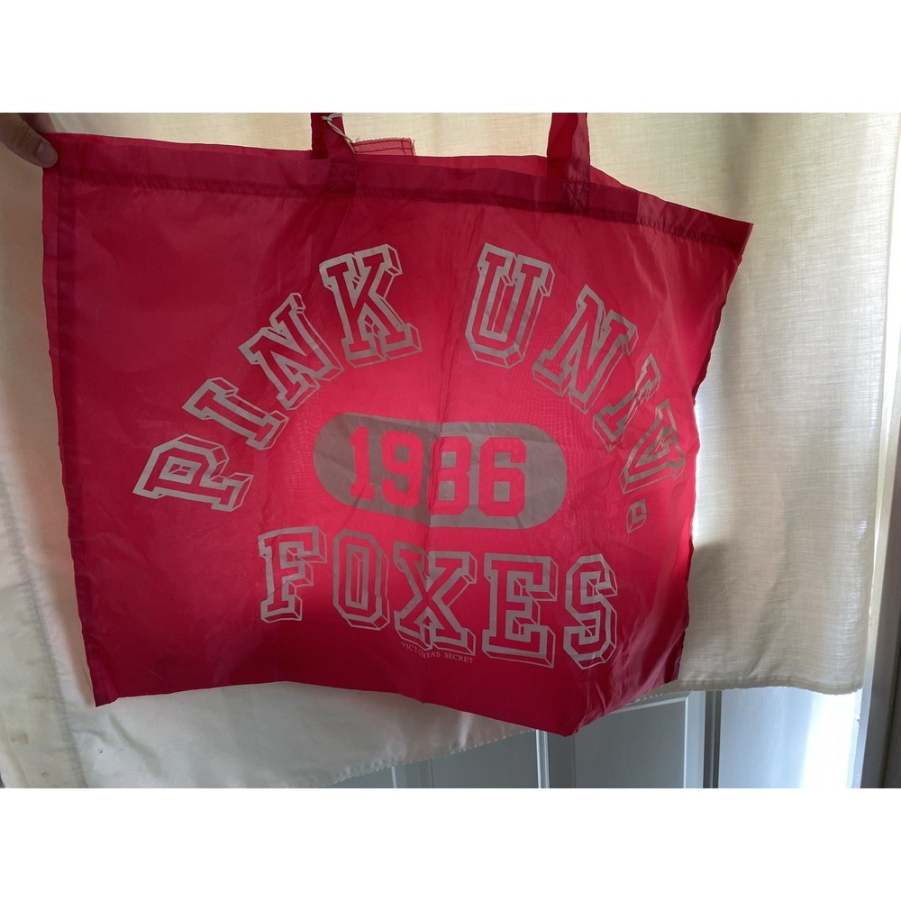 Vintage Victorias Secret Pink Reusable Tote Bag - Pink Foxes, Overnight, Travel